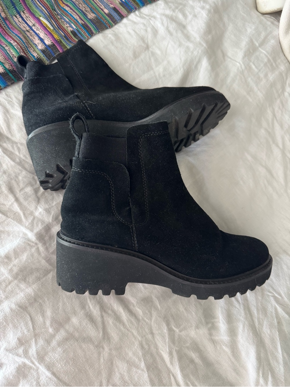 Dolce Vita Black Suede Platform Chelsea Boots